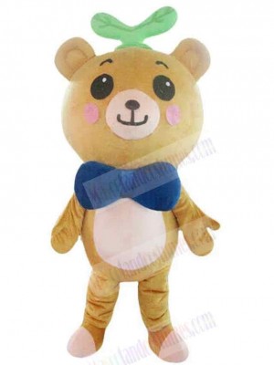 Bear with Blue Bow Tie Mascot Costume Animal