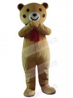 Bear with Red Scarf Mascot Costume Animal
