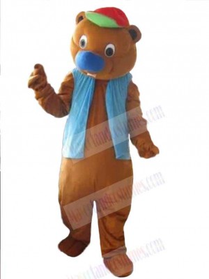 Big Blue Nose Brown Bear Mascot Costume Animal