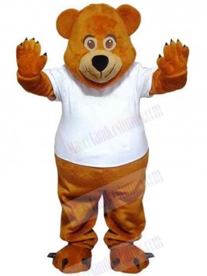 Bear in White T-shirt Mascot Costume Animal