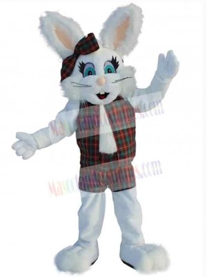 Happy White Bunny Mascot Costume Animal