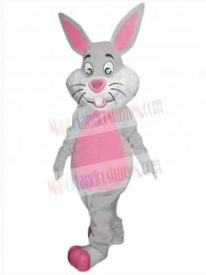 Pink and Gray Rabbit Mascot Costume Animal