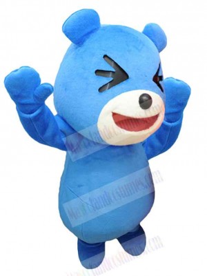 Happy Blue Bear Mascot Costume Animal
