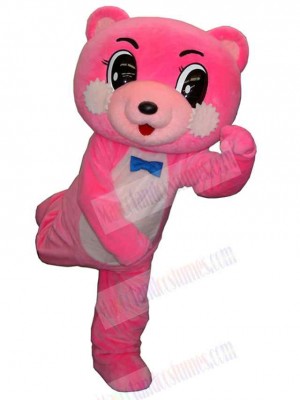 Flexible Pink Bear Mascot Costume Animal