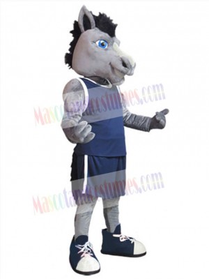 Horse with Blue Vest Mascot Costume Animal