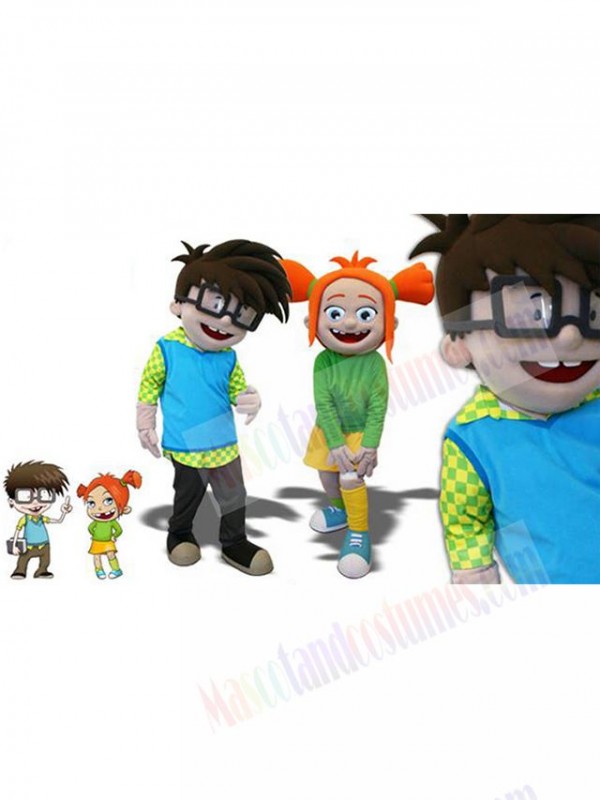 Boy and Girl mascot costume