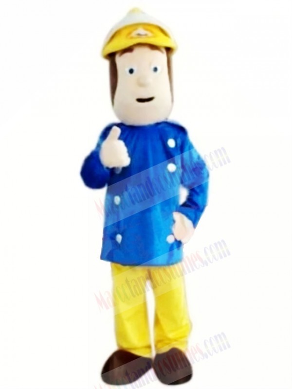 Brave Fireman Sam Mascot Costume Cartoon