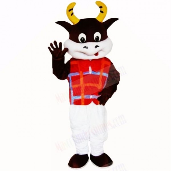 Friendly Lightweight Cow with Red Shirt Mascot Costumes School